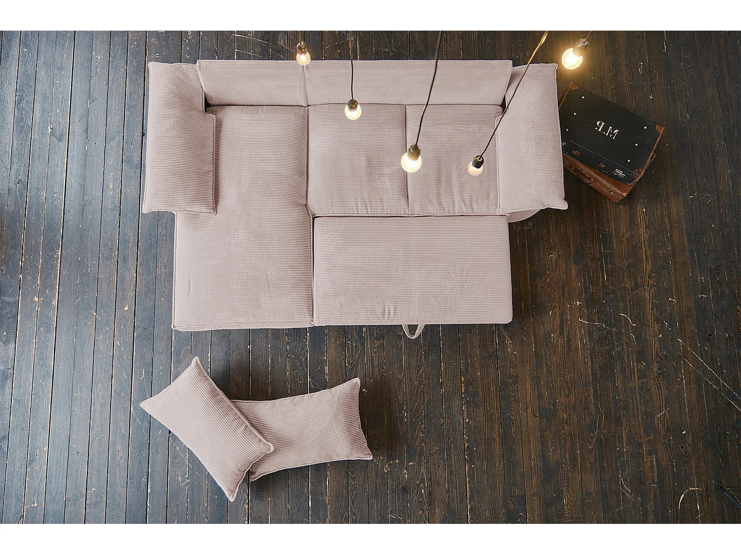 Canapé-lit - Rose Velours côtelé - DAMETO