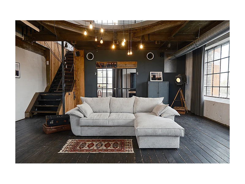 Canapé-lit - blanc Velours côtelé - DAMETO