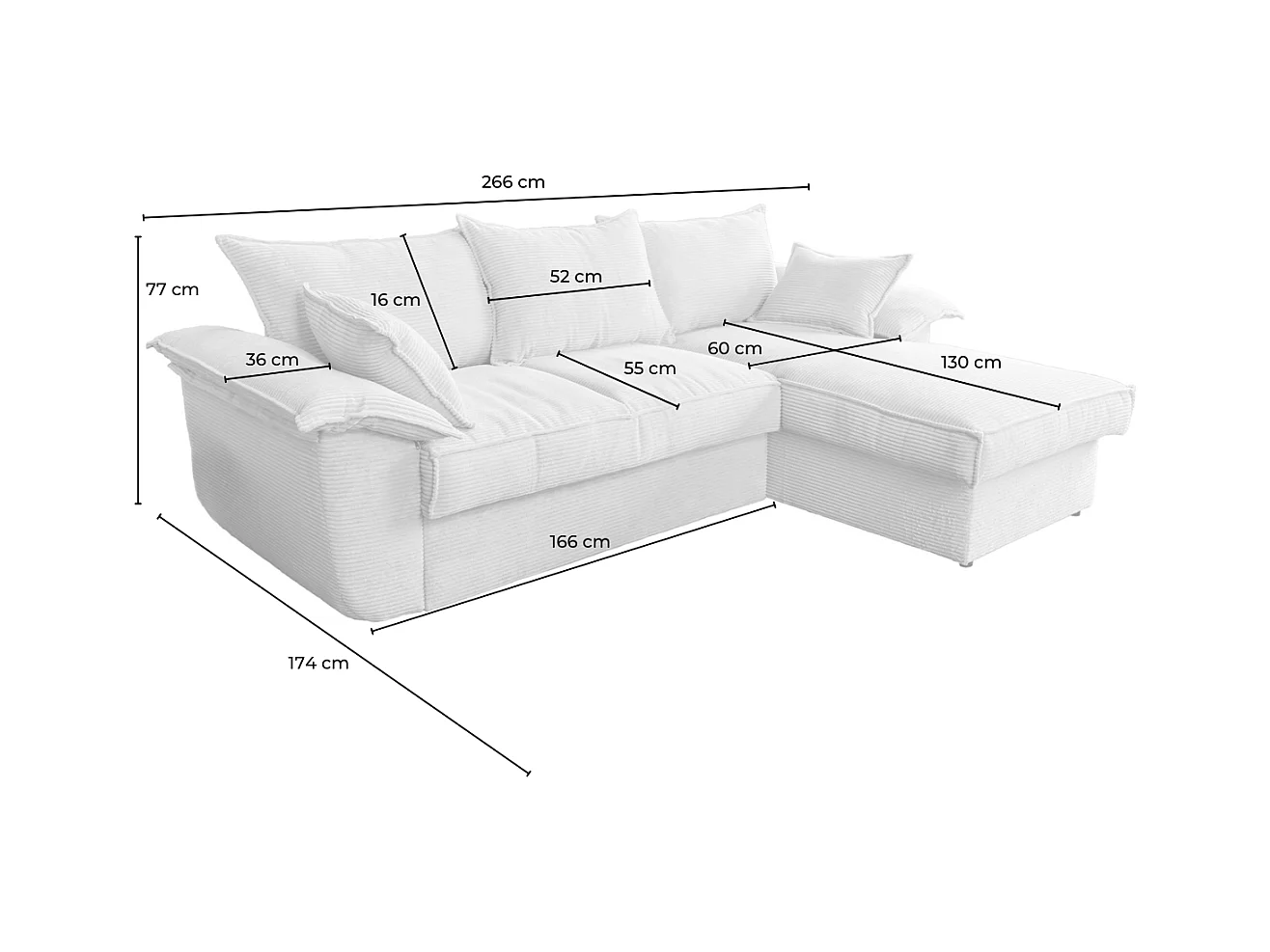 Slaapbank - Wit Koord - DAMETO