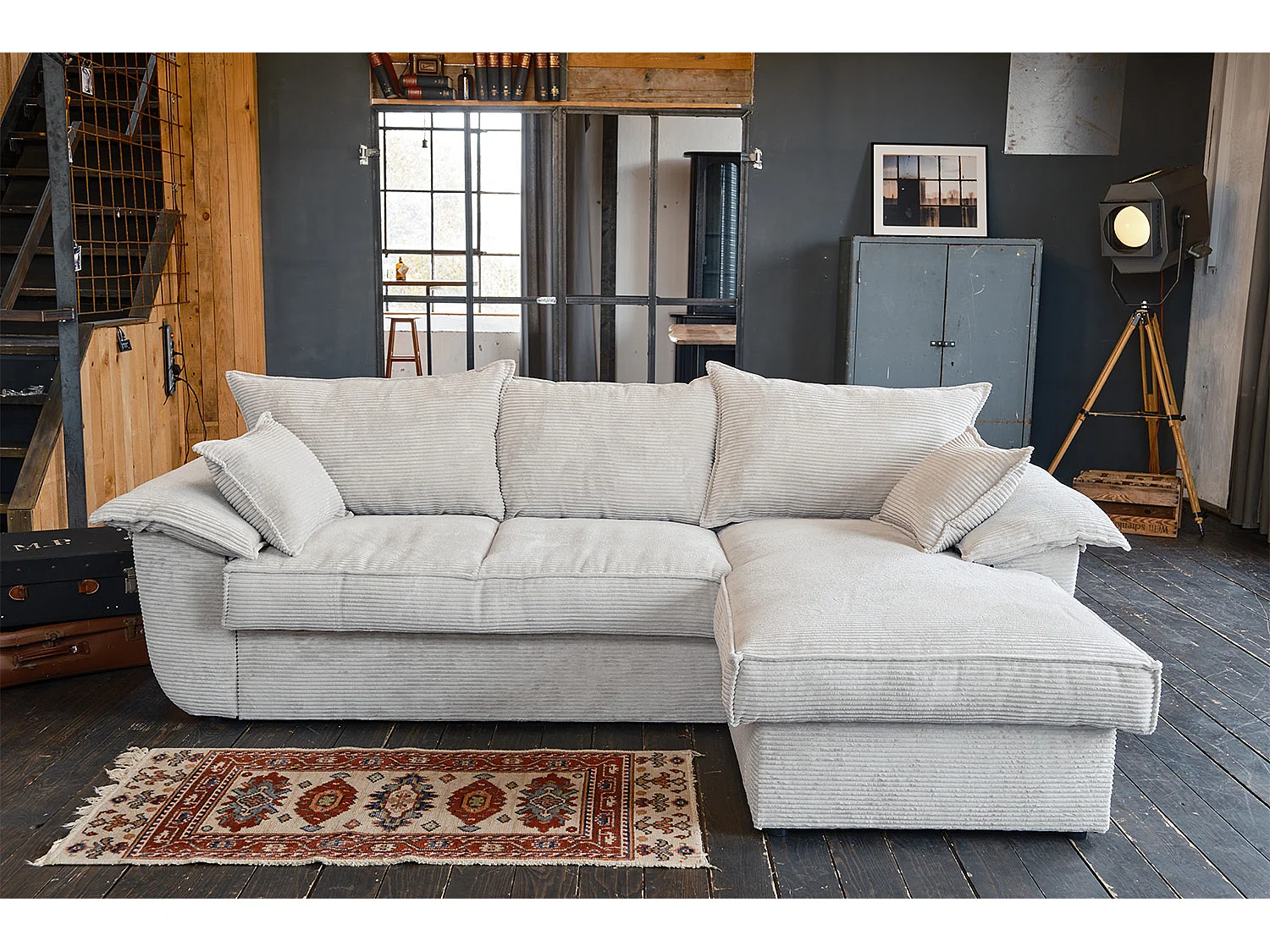 Schlafsofa - Weiß Cord - DAMETO