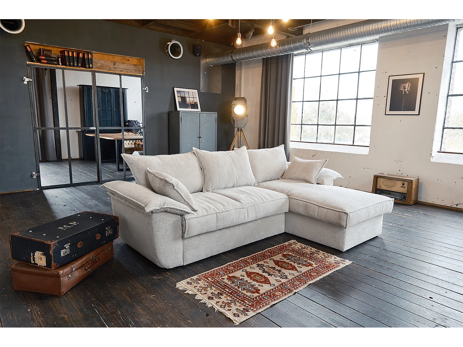 Schlafsofa - Weiß Cord - DAMETO