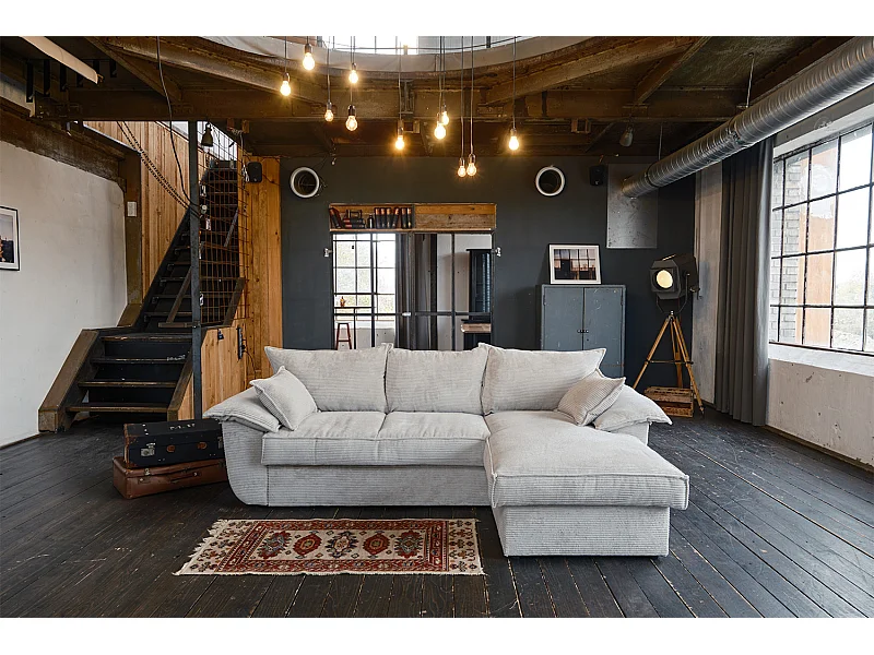 Canapé-lit - blanc Velours côtelé - DAMETO