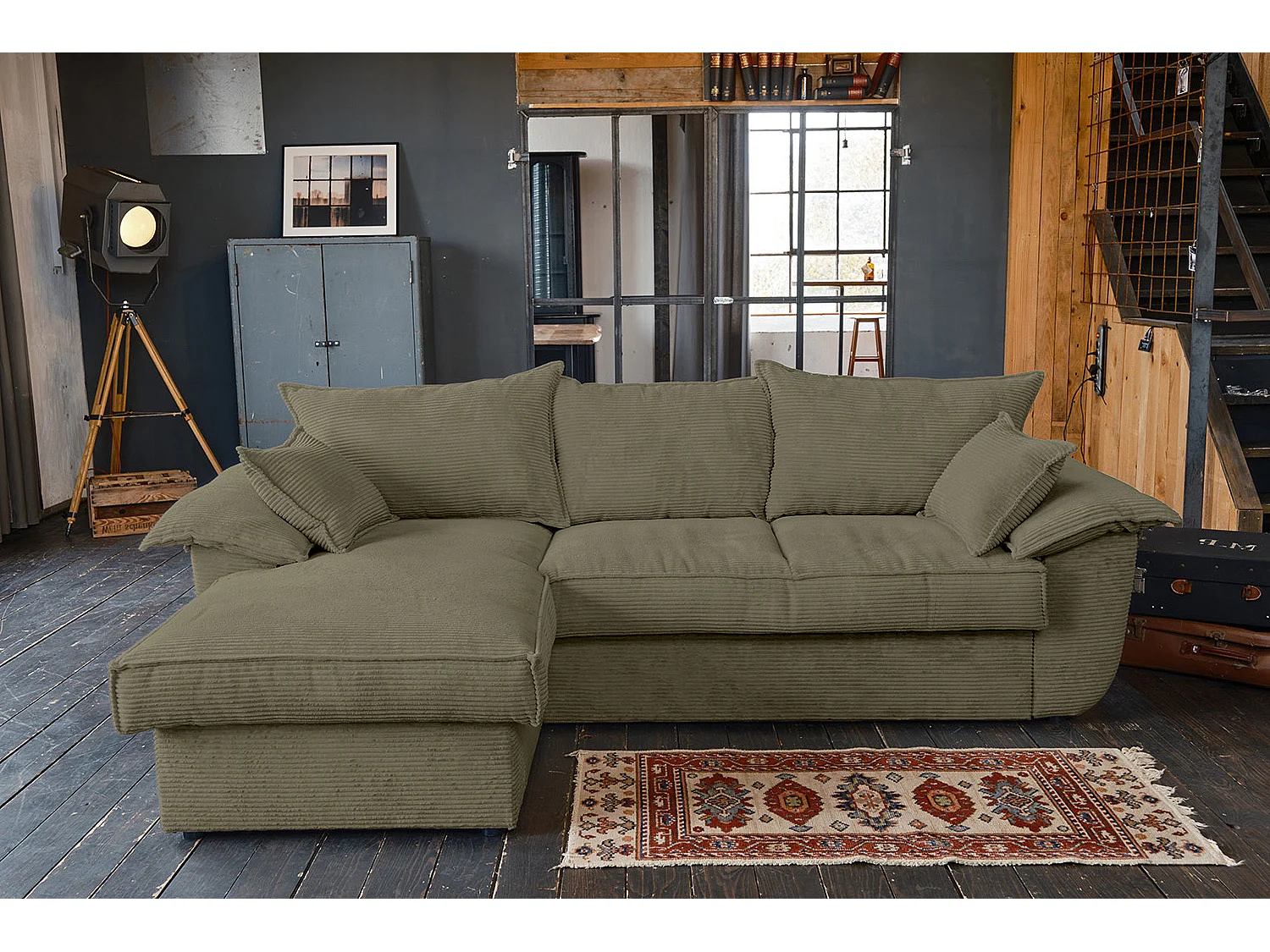 Divano letto - verde Velluto a coste - DAMETO