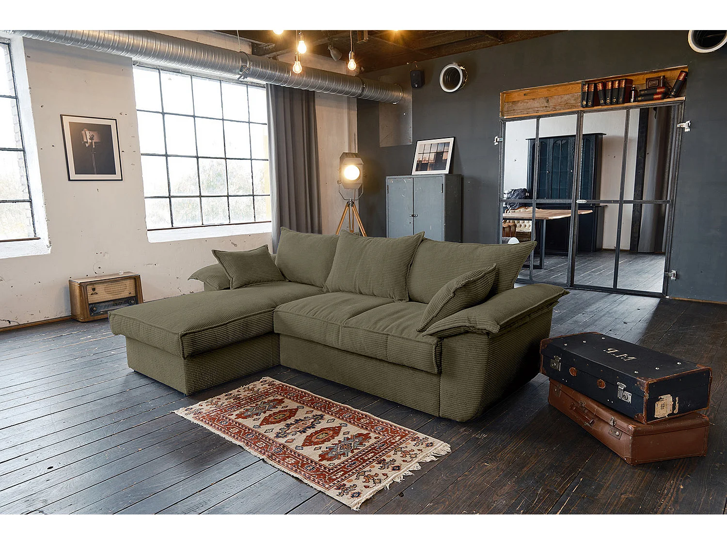 Divano letto - verde Velluto a coste - DAMETO