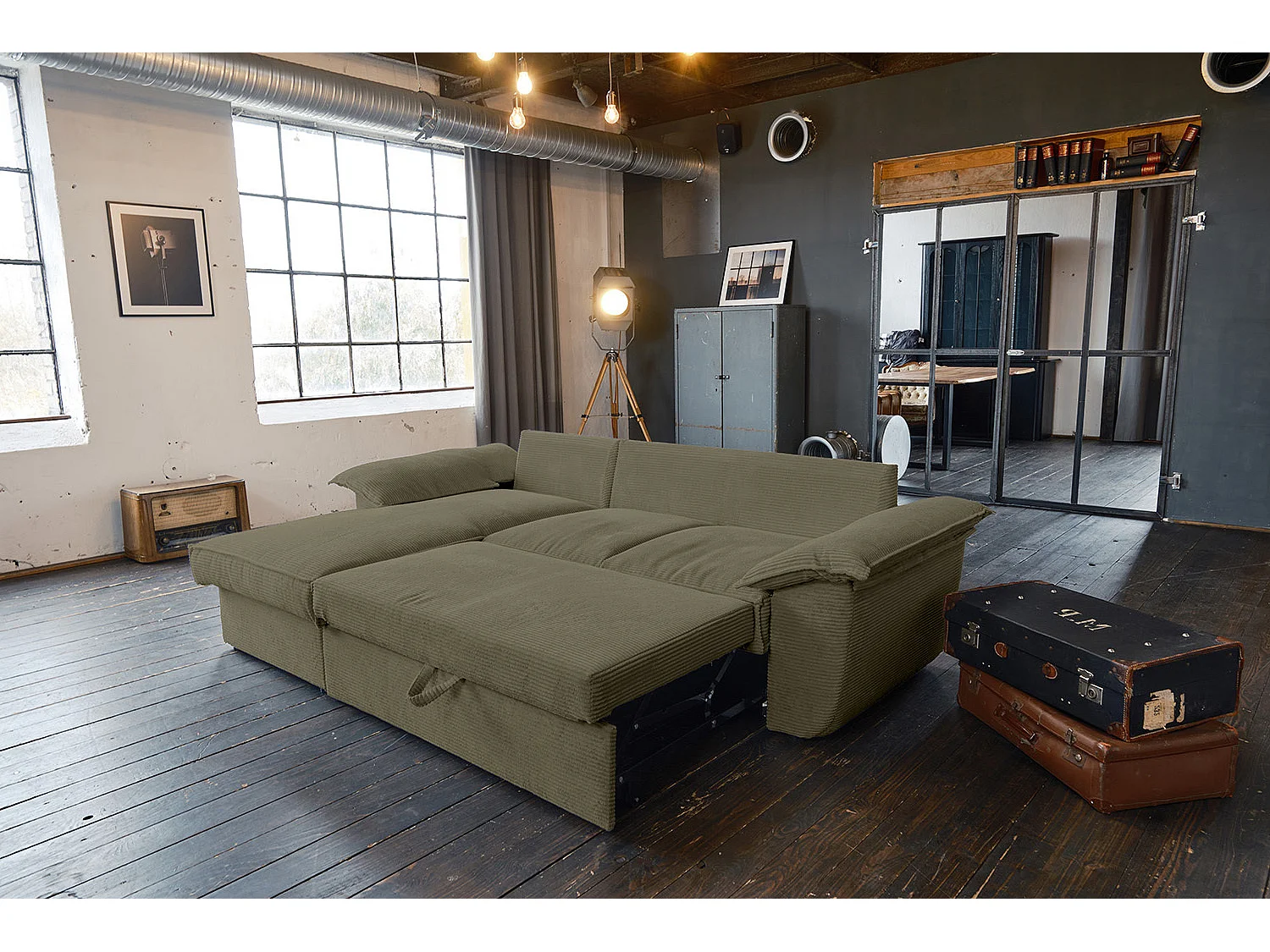 Divano letto - verde Velluto a coste - DAMETO