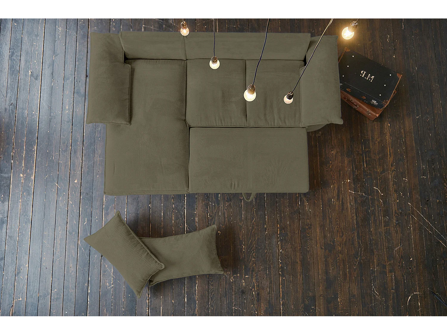 Divano letto - verde Velluto a coste - DAMETO