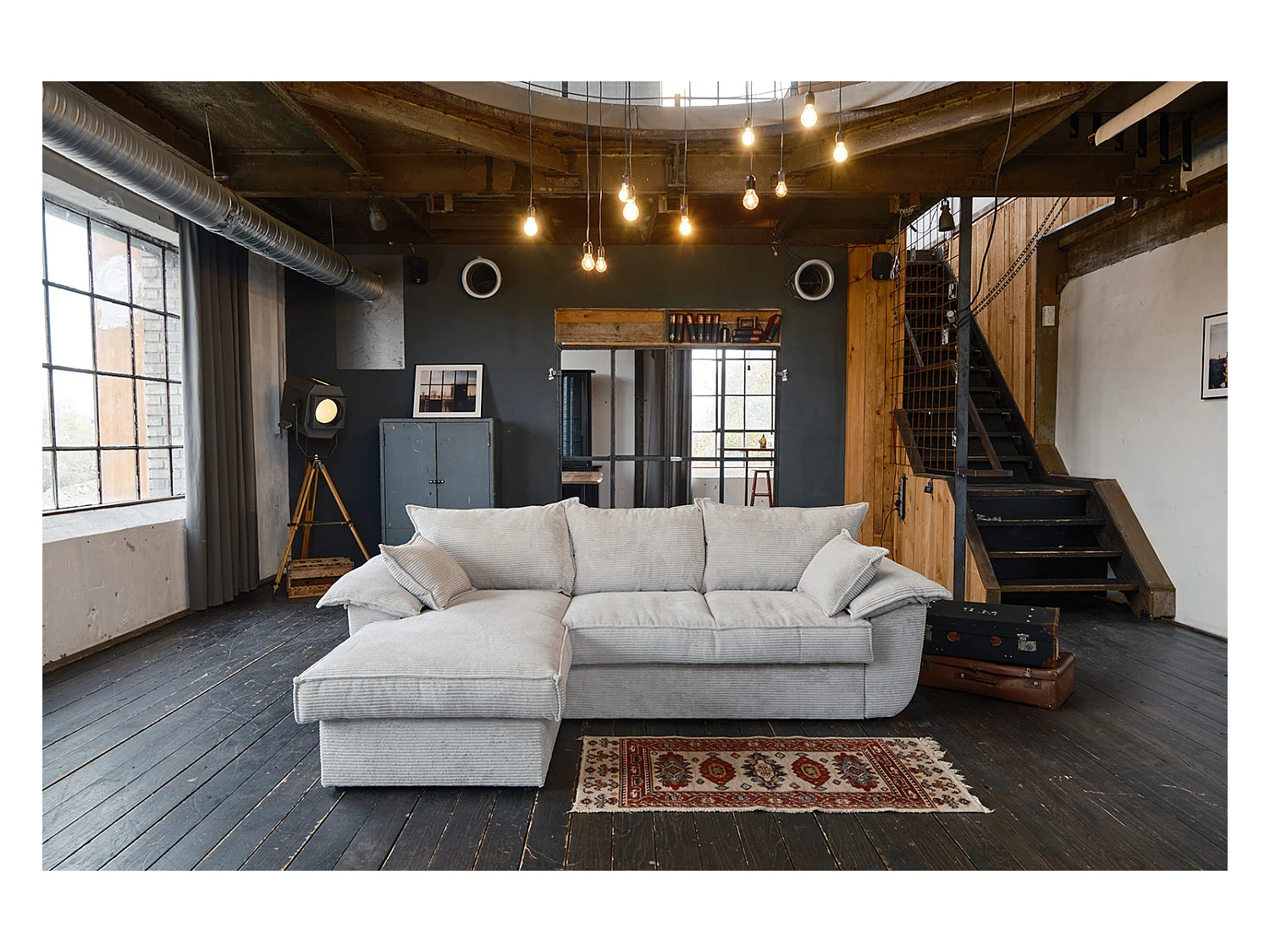 Schlafsofa - Weiß Cord - DAMETO