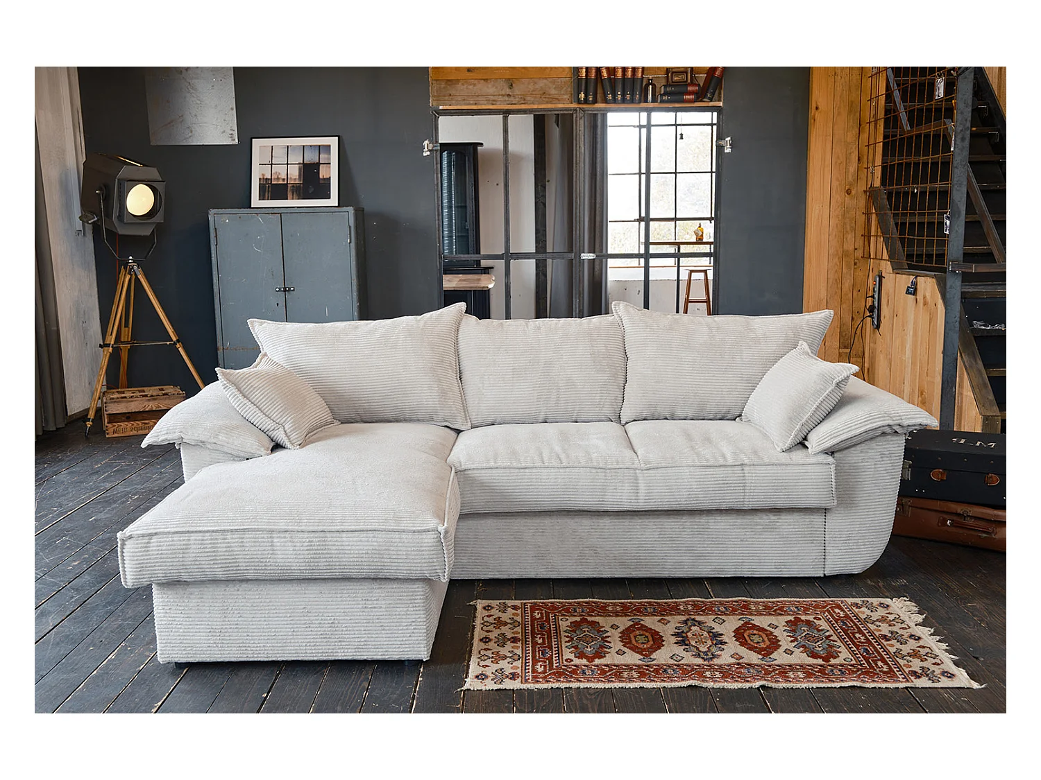 Schlafsofa - Weiß Cord - DAMETO