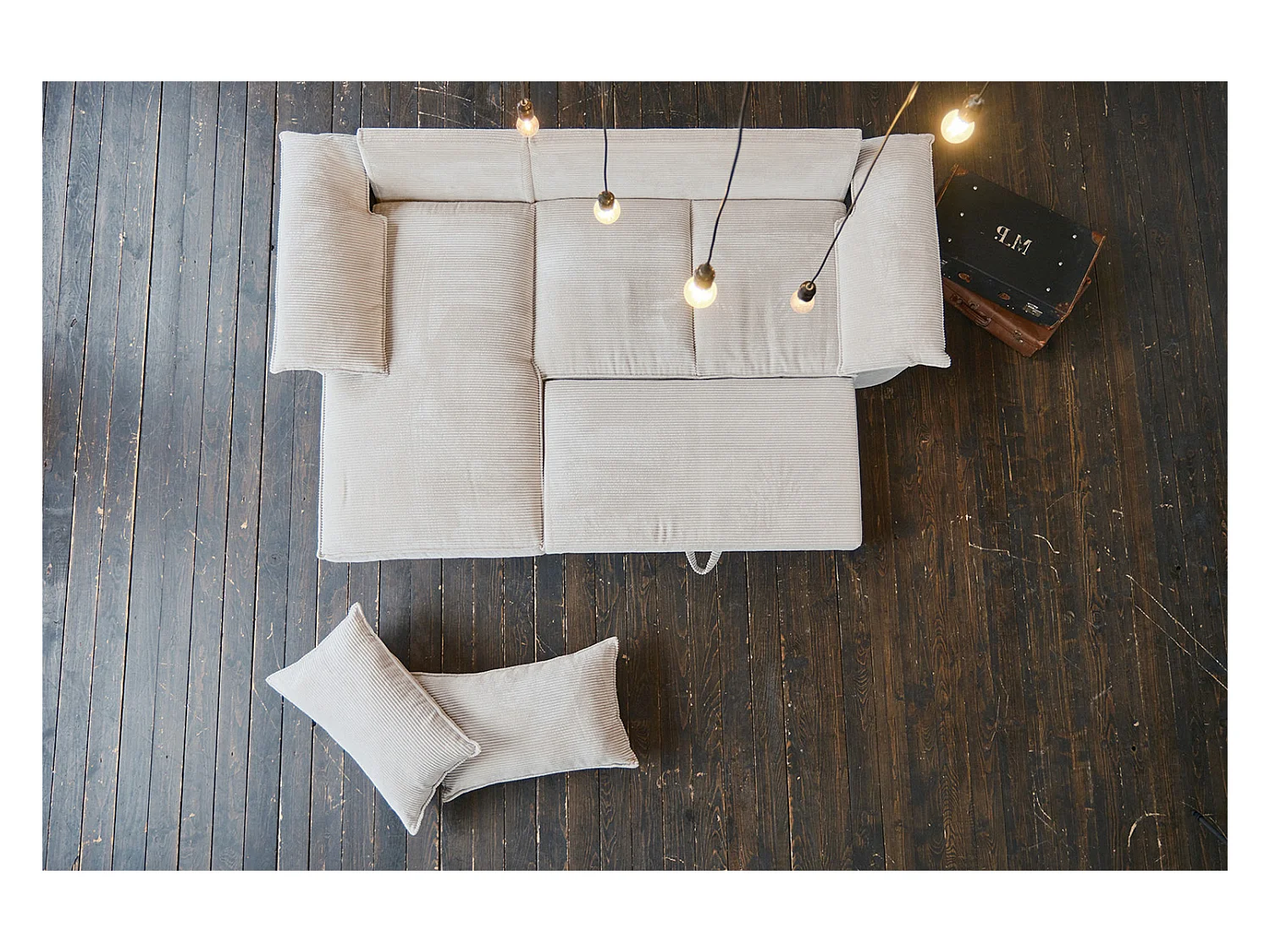 Schlafsofa - Weiß Cord - DAMETO