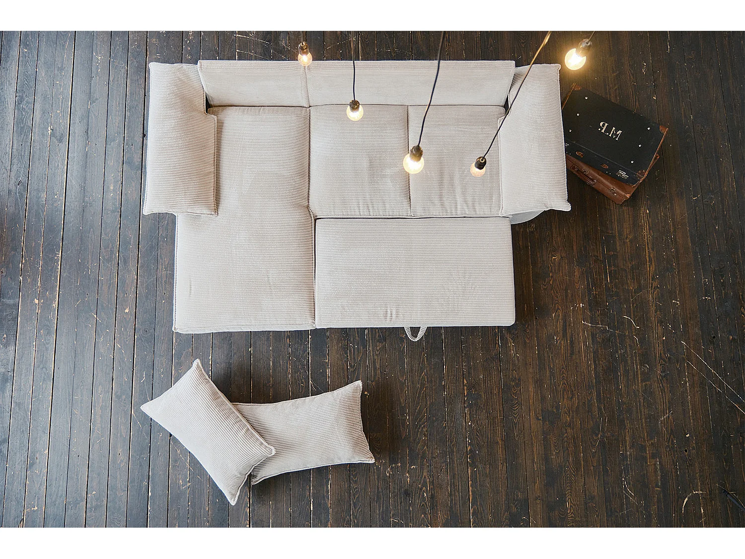 Divano letto - bianco Velluto a coste - DAMETO