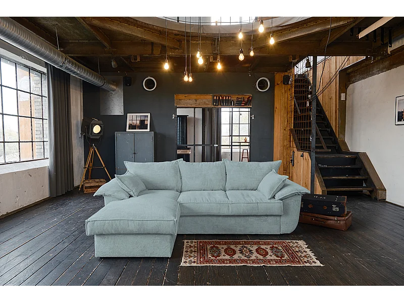 Divano letto - azzurro chiaro Velluto a coste - DAMETO