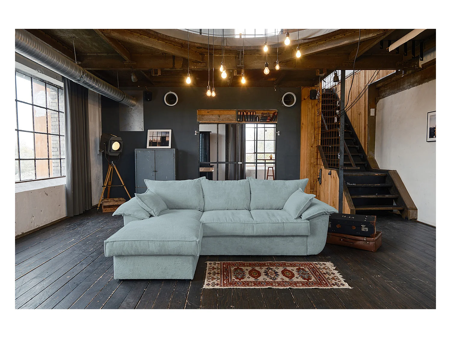 Slaapbank - Lichtblauw Koord - DAMETO