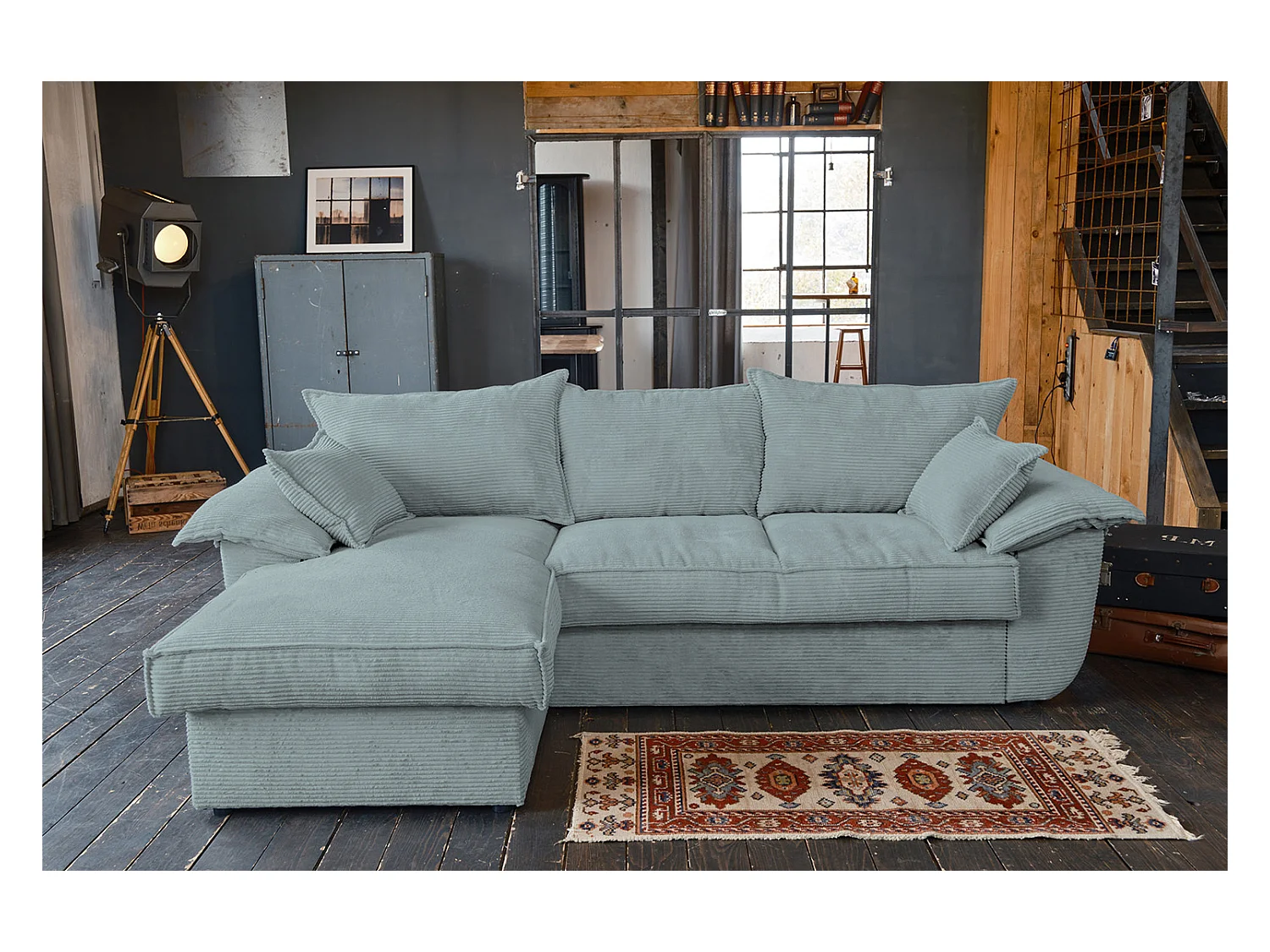 Slaapbank - Lichtblauw Koord - DAMETO