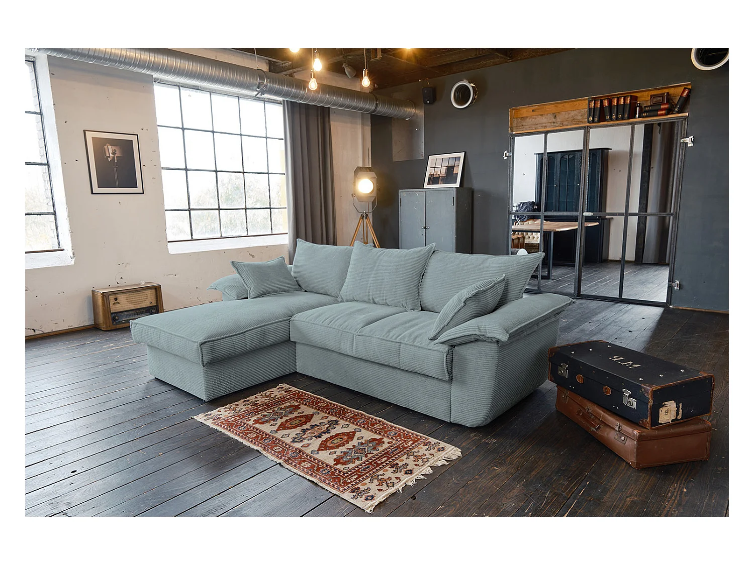 Slaapbank - Lichtblauw Koord - DAMETO