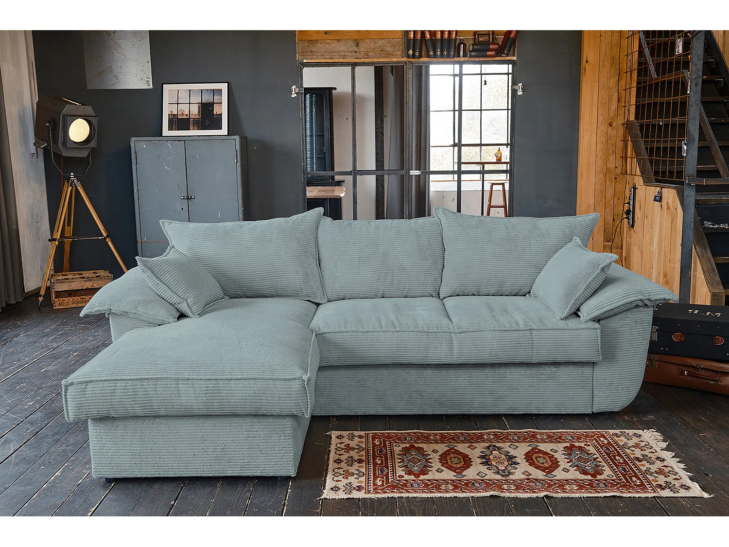 Schlafsofa - Hellblau Cord - DAMETO