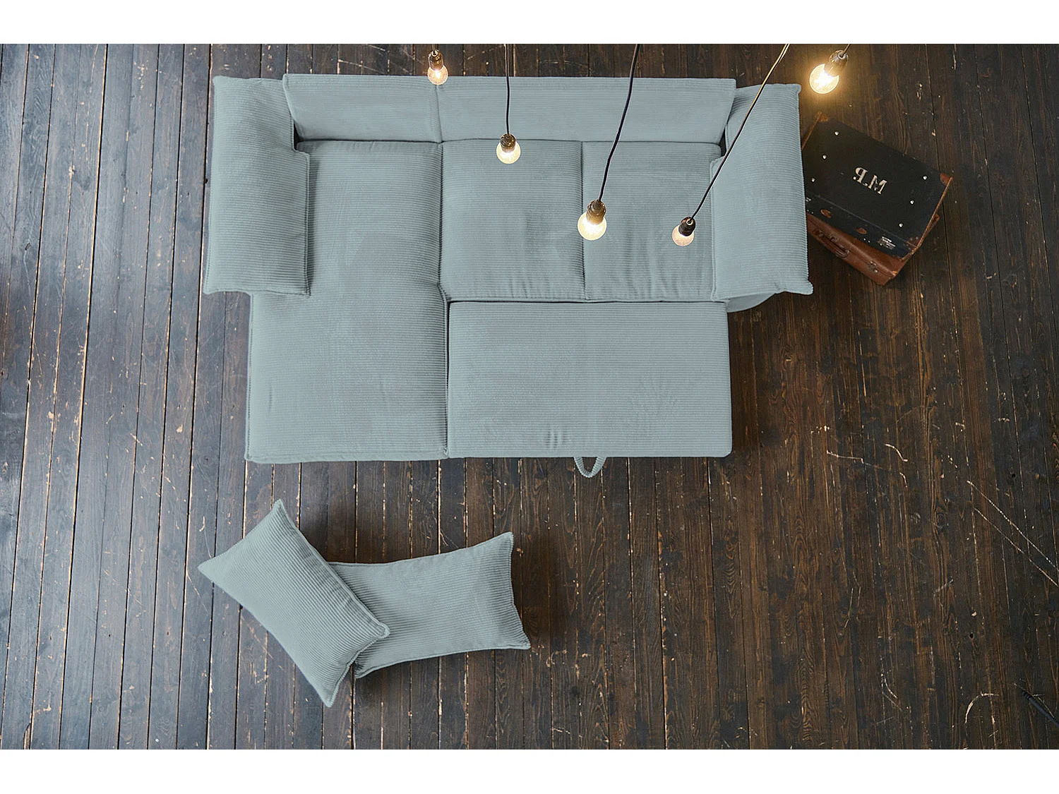 Schlafsofa - Hellblau Cord - DAMETO