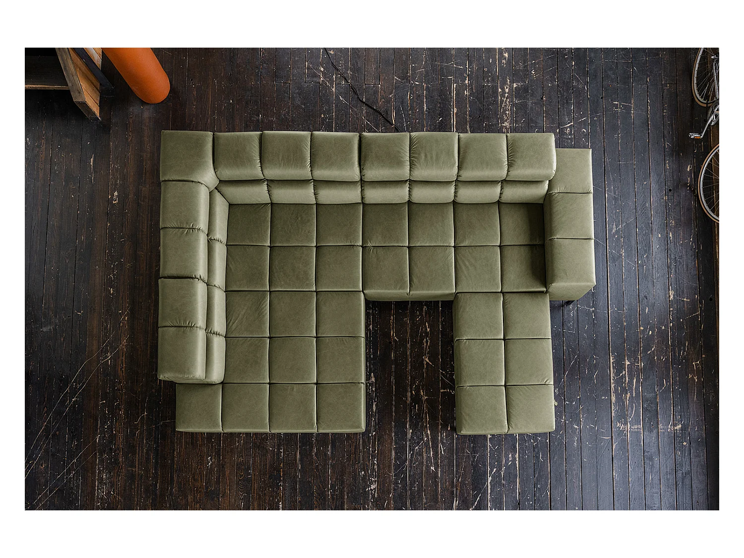 Ecksofa - Grün Leder - NELSON