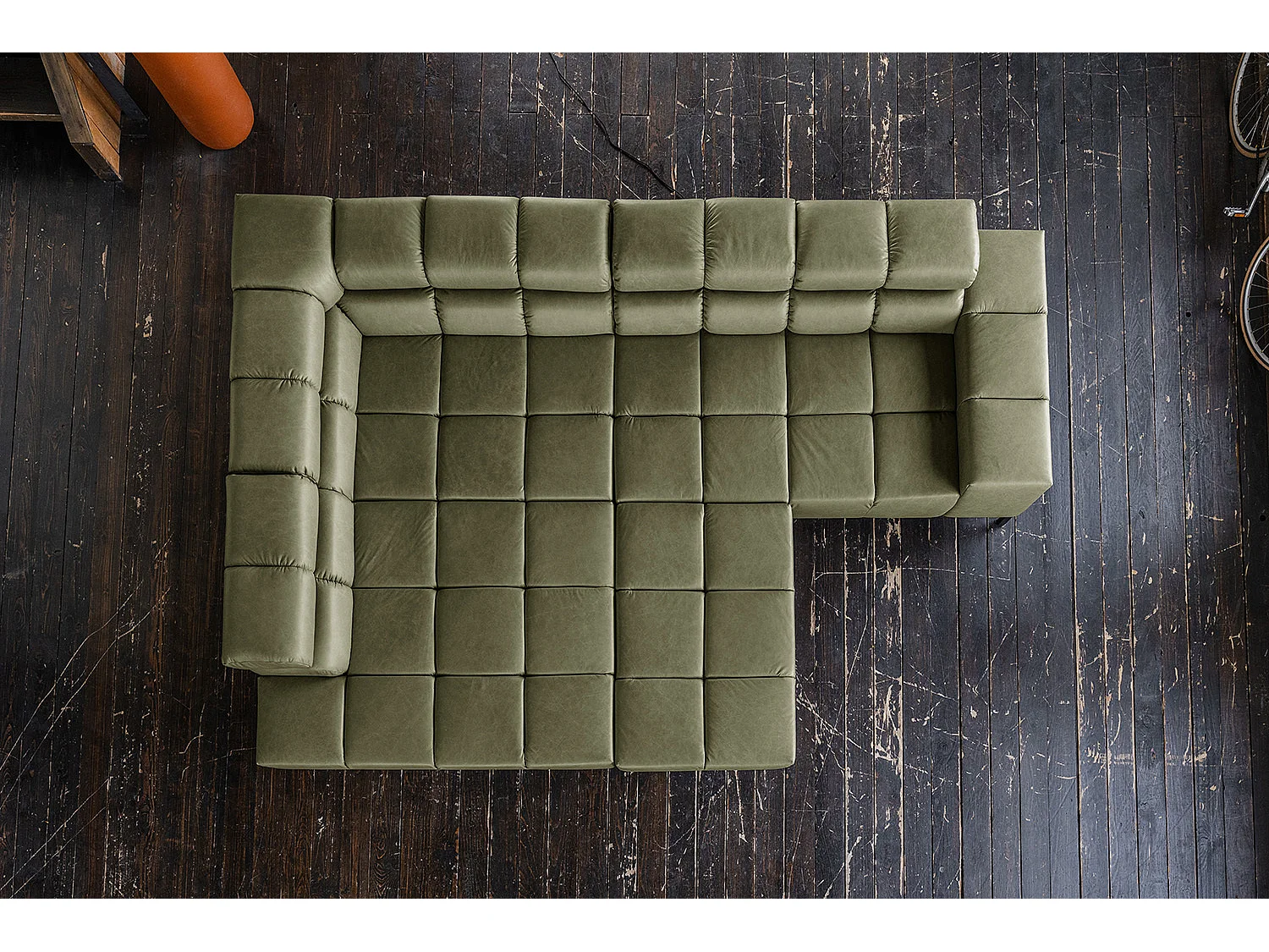 Ecksofa - Grün Leder - NELSON