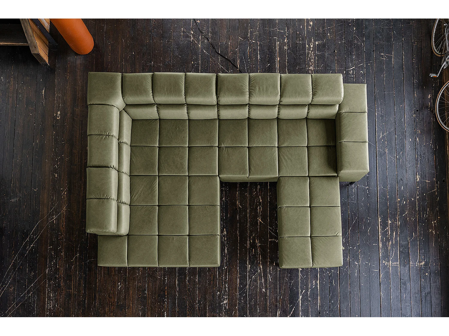 Ecksofa - Grün Leder - NELSON