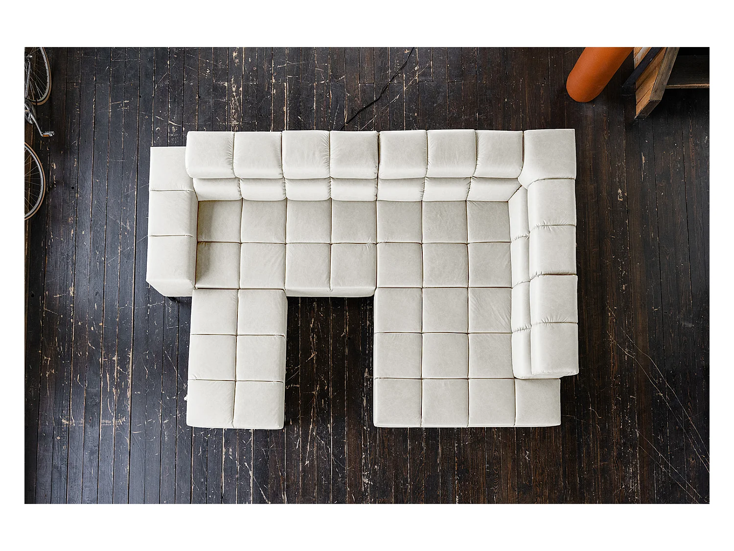 Sofá esquinero - gris claro piel - NELSON