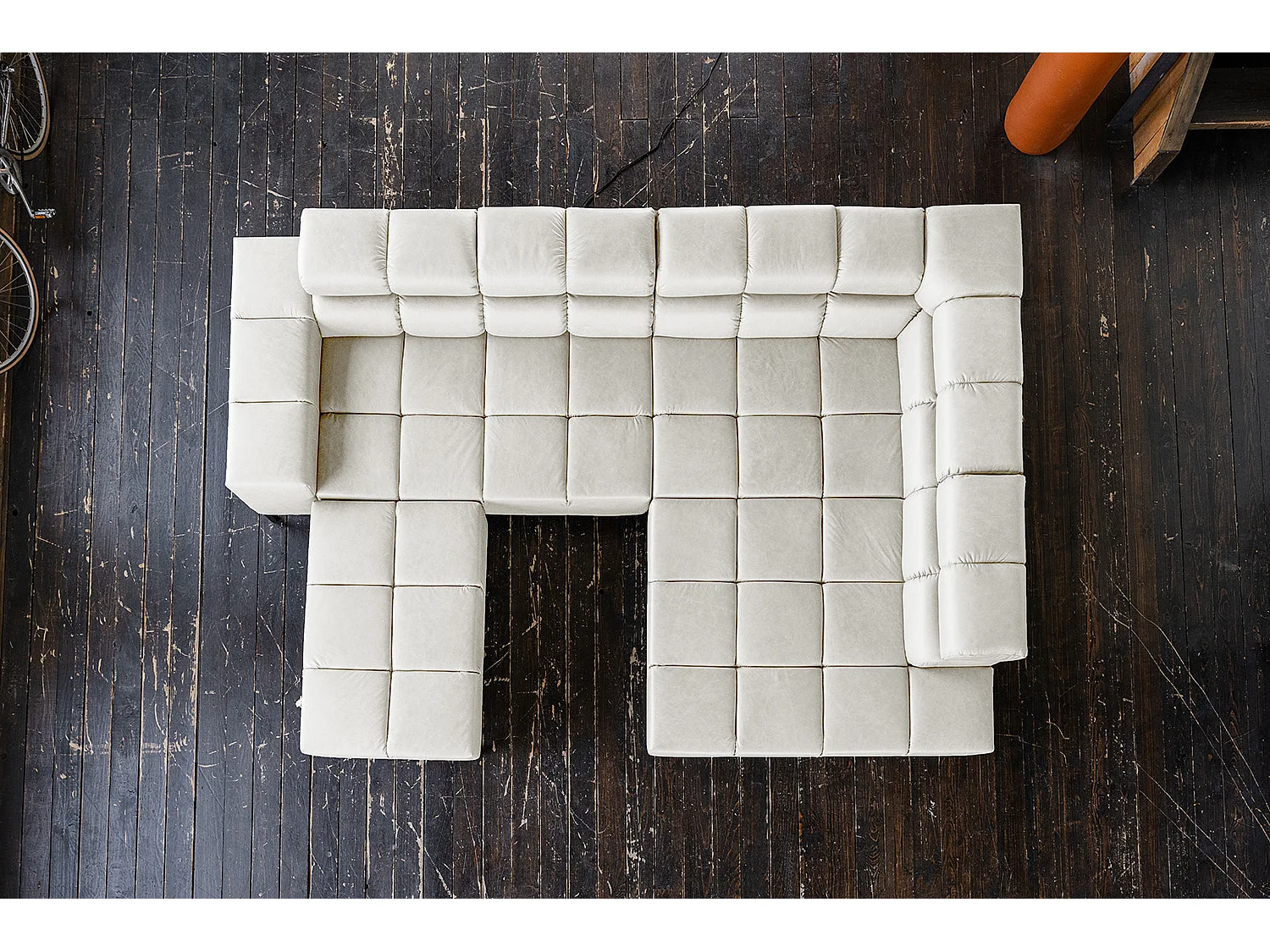 Sofá esquinero - gris claro piel - NELSON