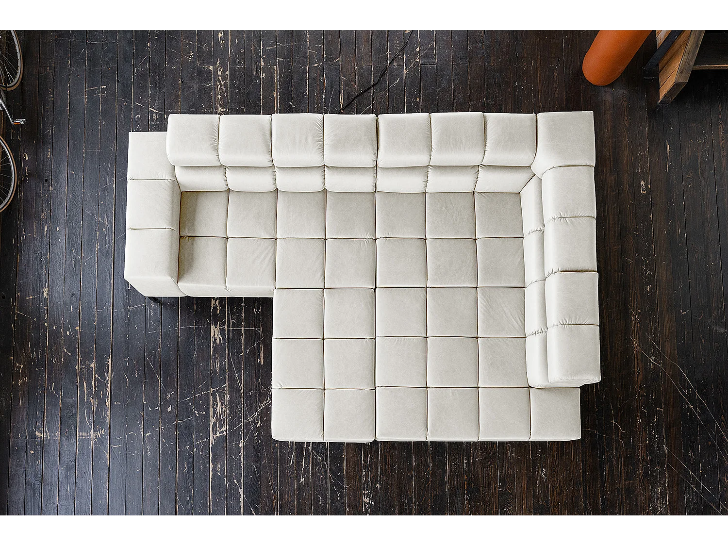 Sofá esquinero - gris claro piel - NELSON