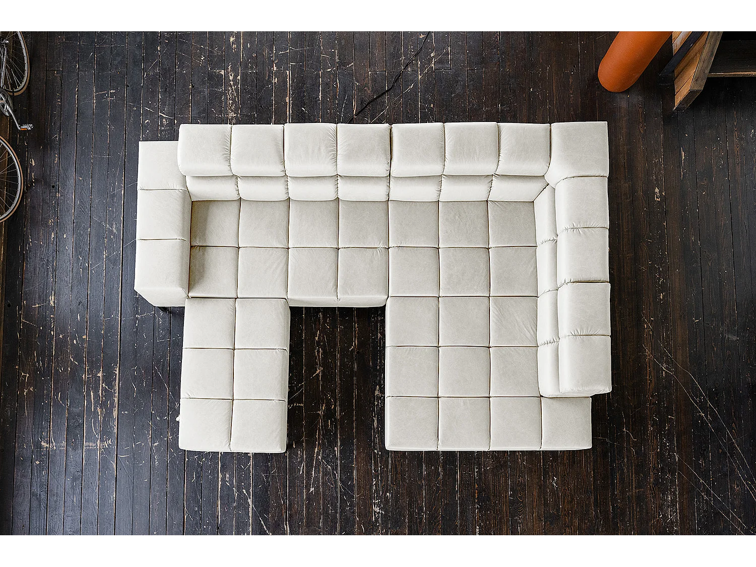 Sofá esquinero - gris claro piel - NELSON