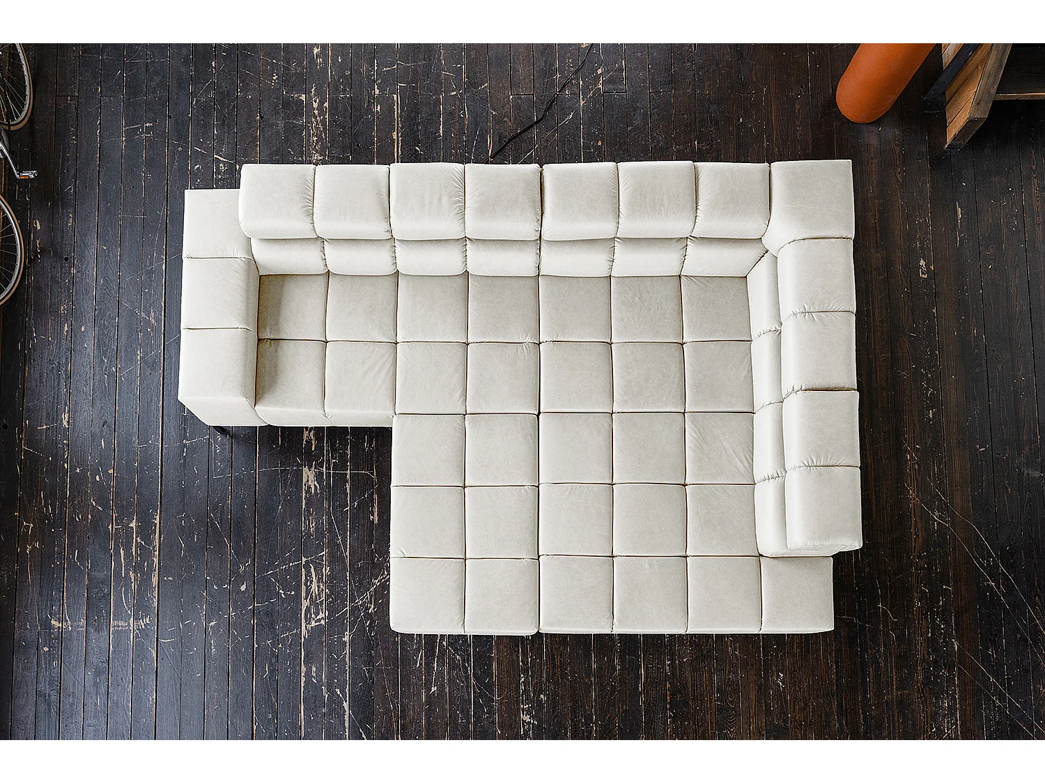 Sofá esquinero - gris claro piel - NELSON