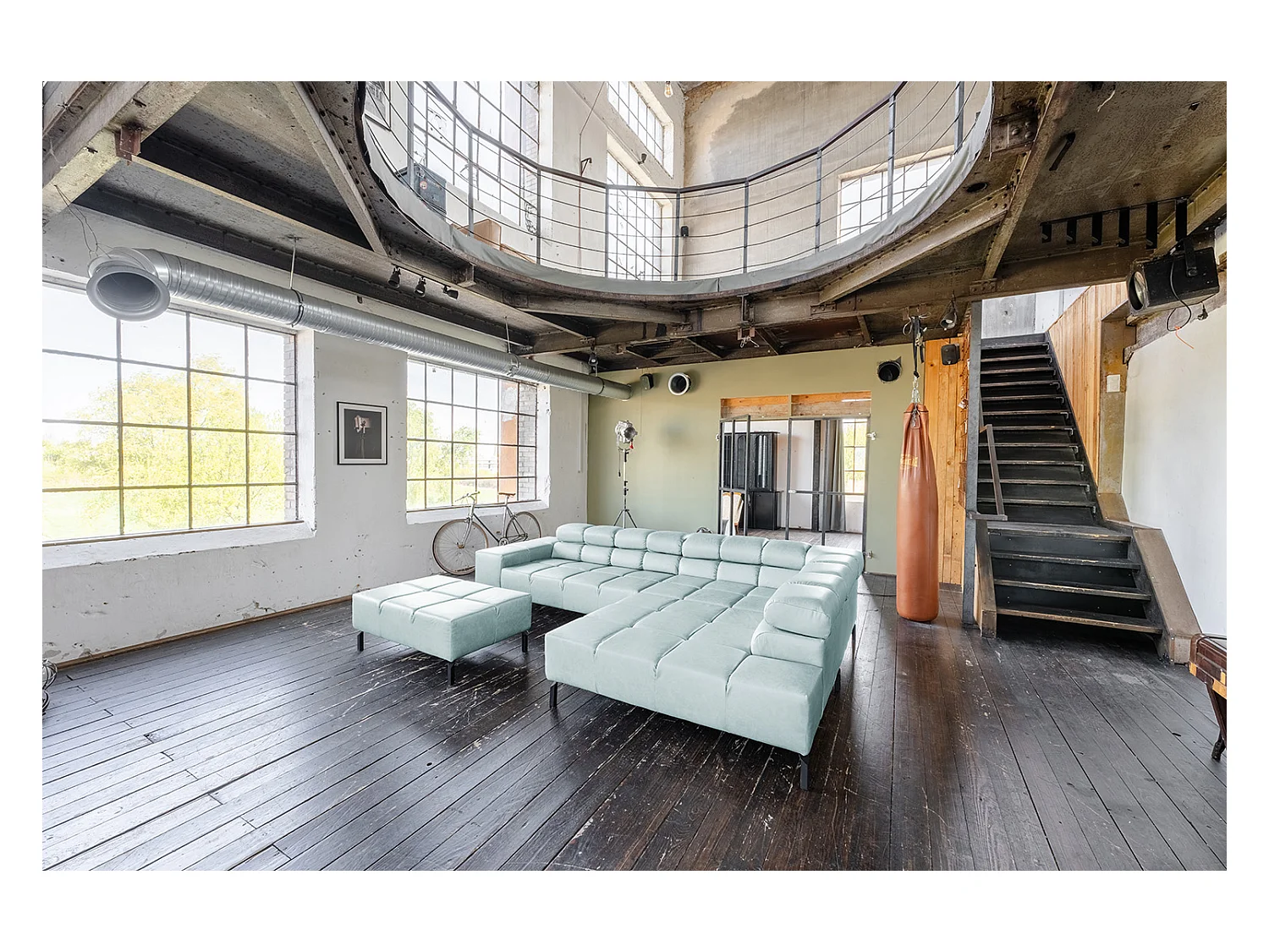 Ecksofa - Hellblau Leder - NELSON