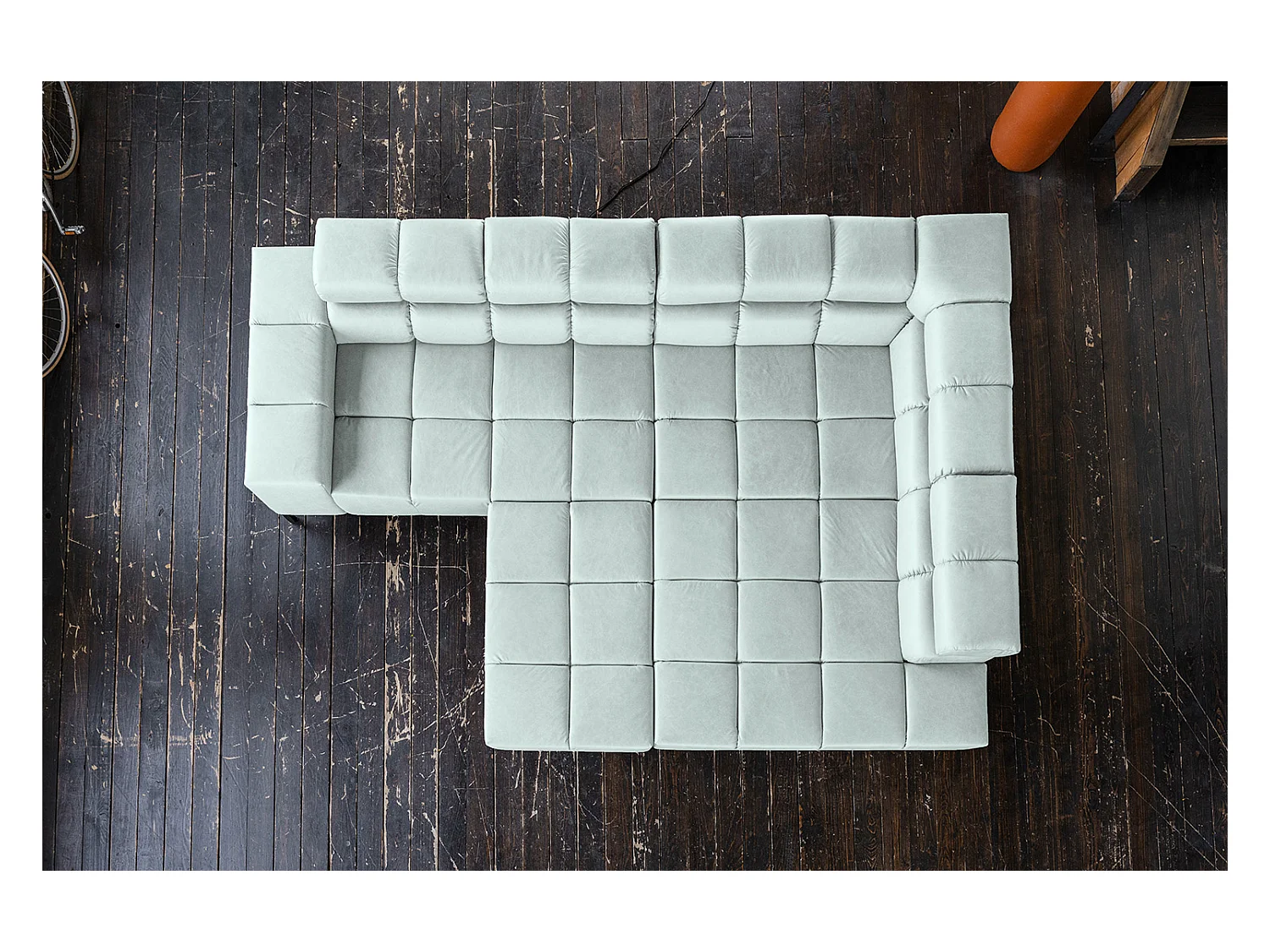 Ecksofa - Hellblau Leder - NELSON