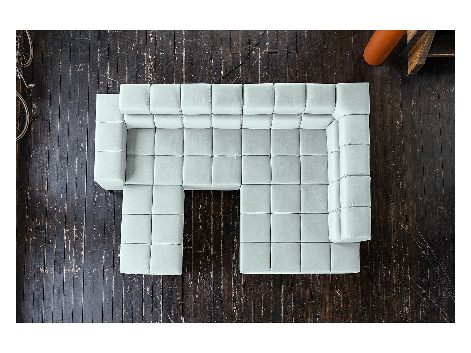 Ecksofa - Hellblau Leder - NELSON