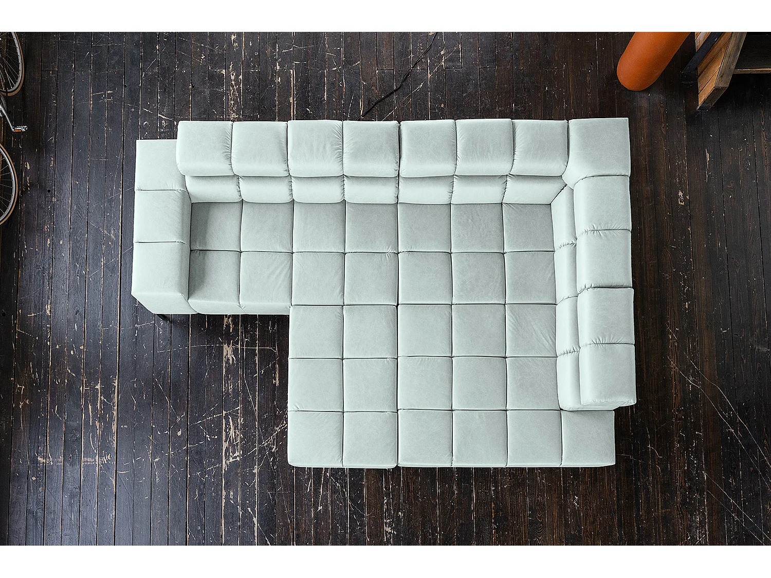 Hoekbank - Lichtblauw Leer - NELSON