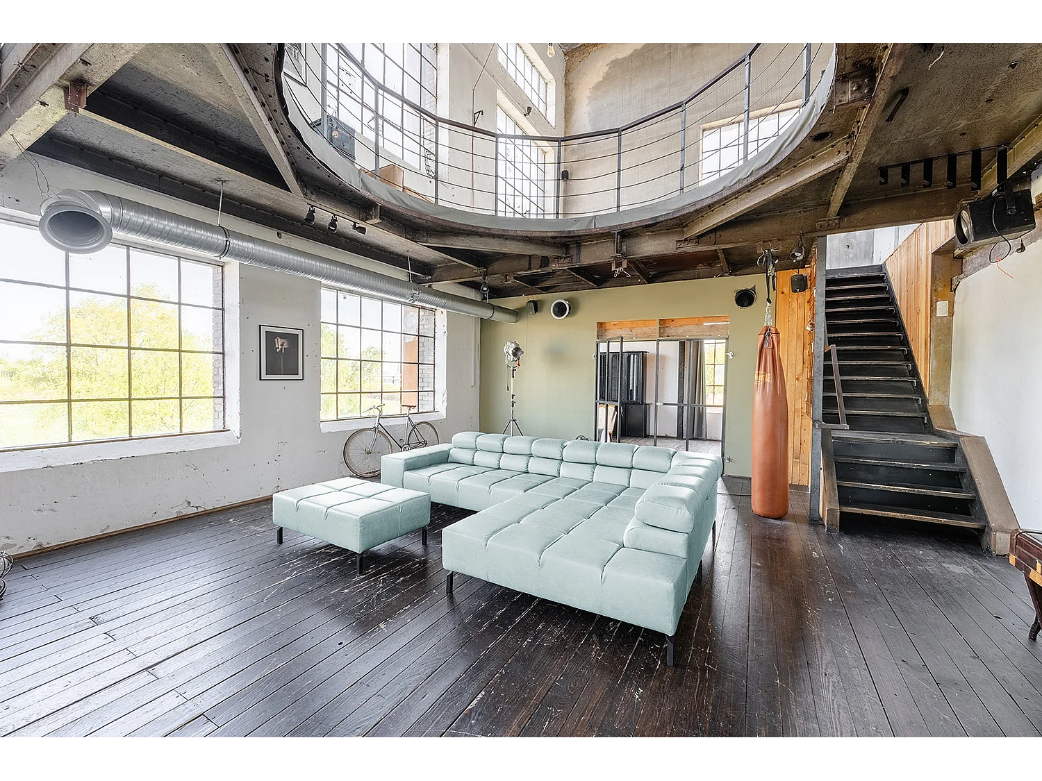 Ecksofa - Hellblau Leder - NELSON