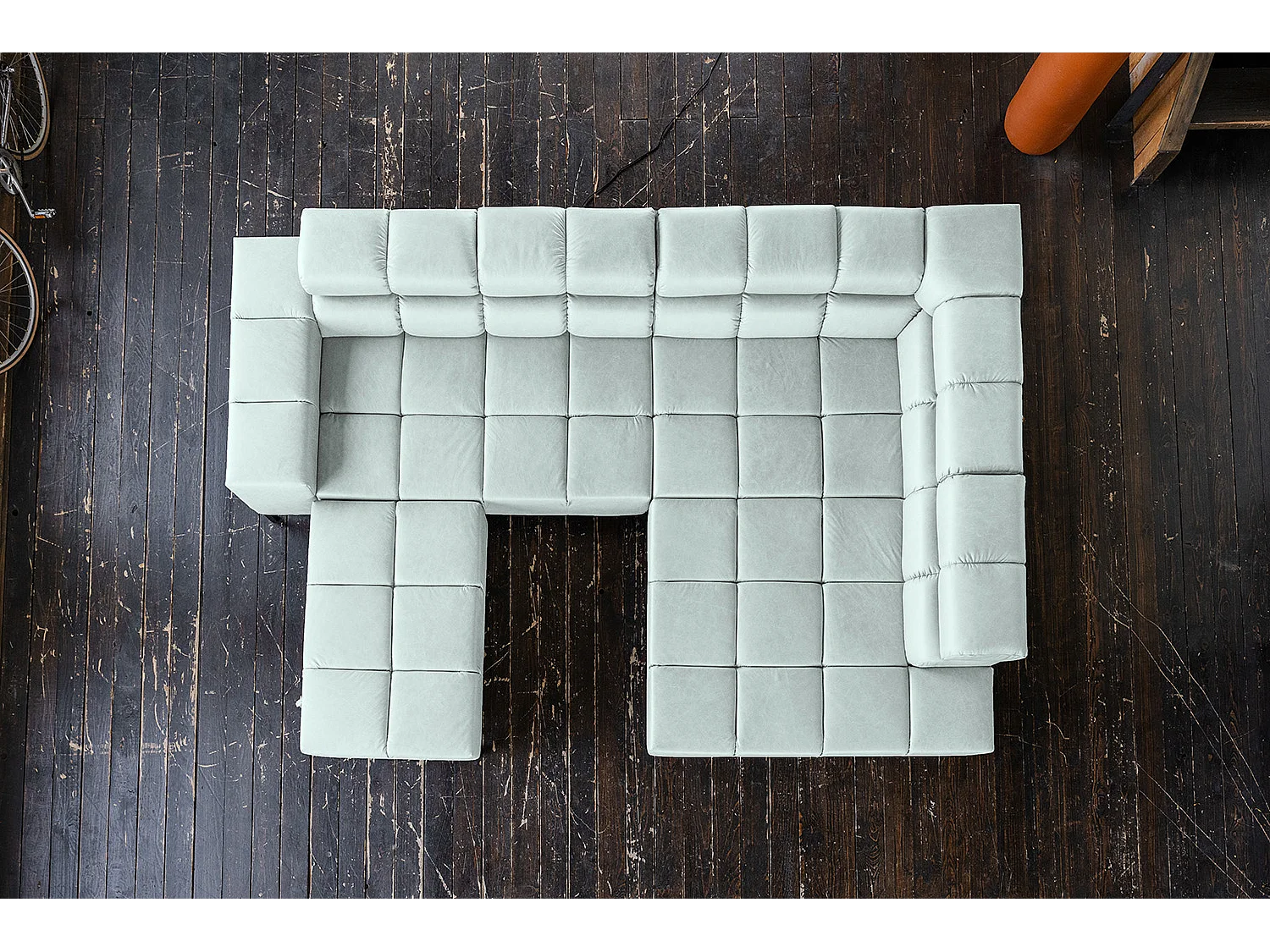 Ecksofa - Hellblau Leder - NELSON