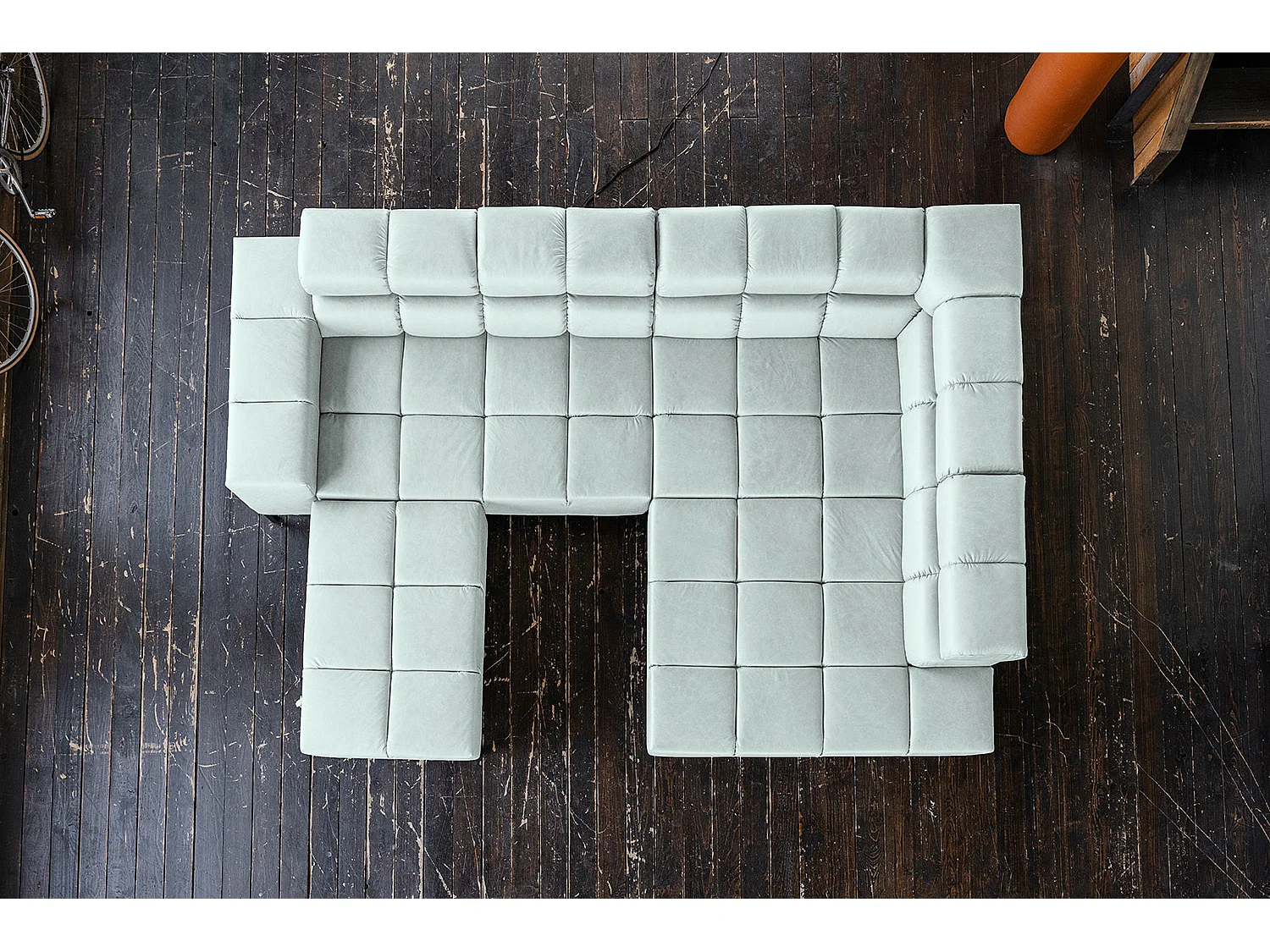 Hoekbank - Lichtblauw Leer - NELSON