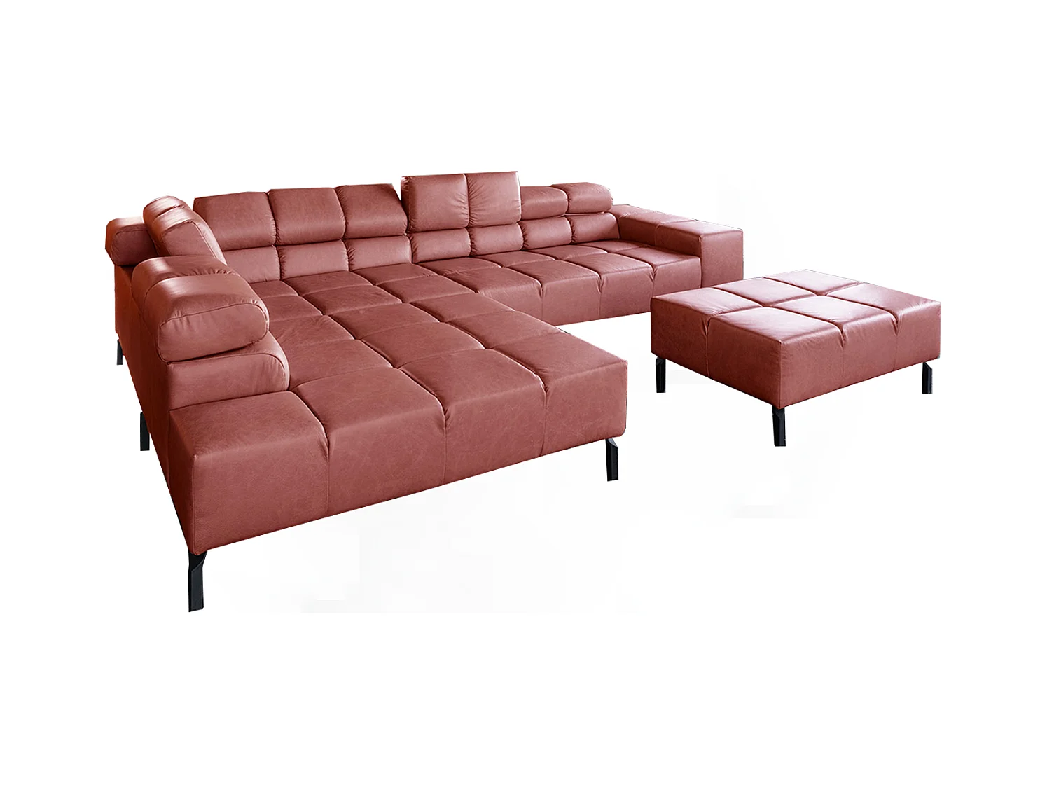 Ecksofa - Rot Leder - NELSON
