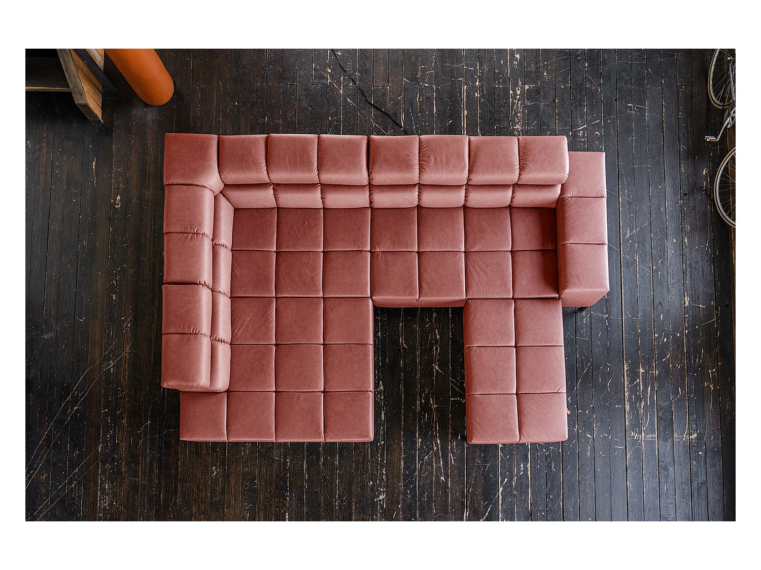 Ecksofa - Rot Leder - NELSON