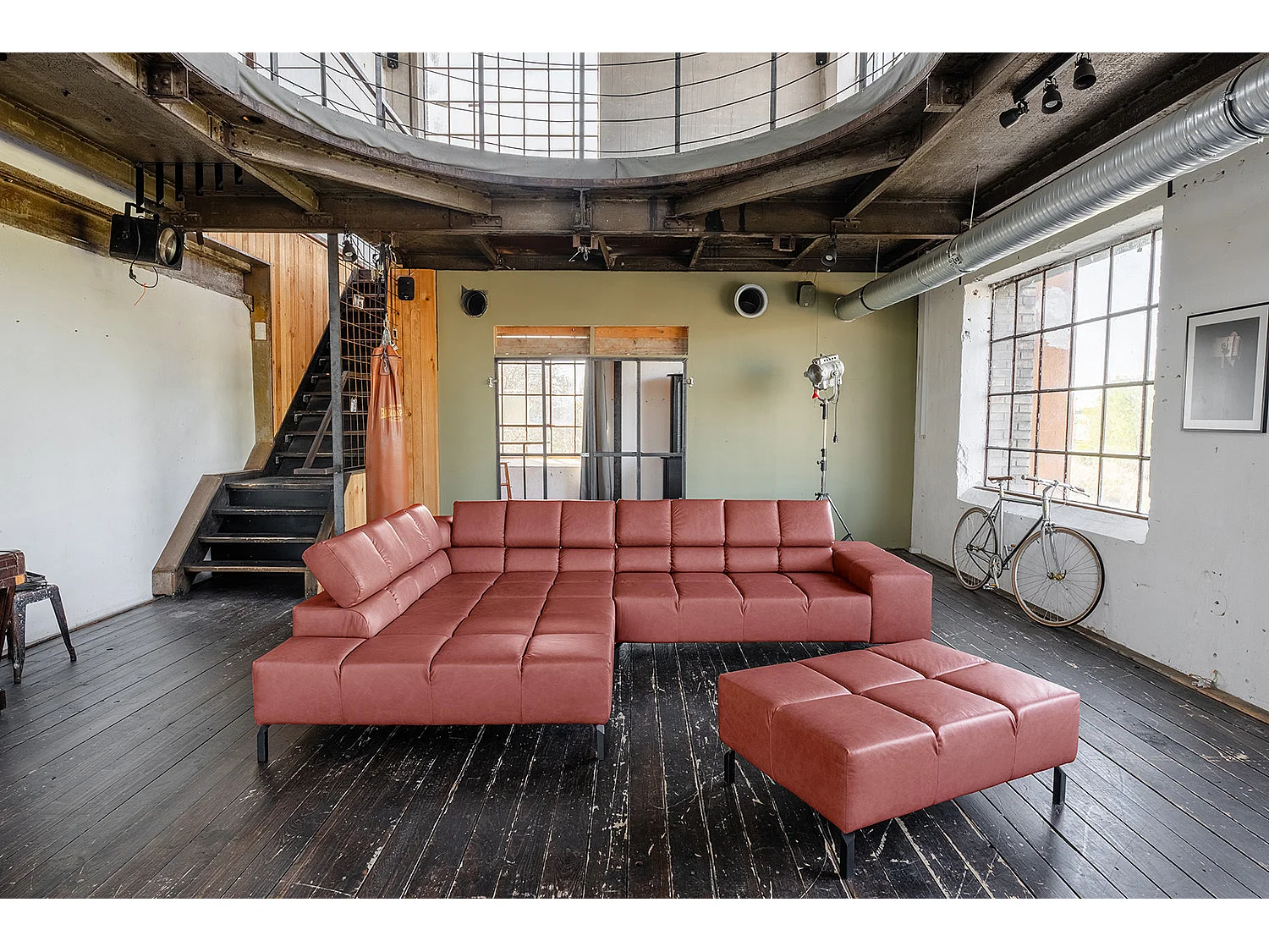 Ecksofa - Rot Leder - NELSON