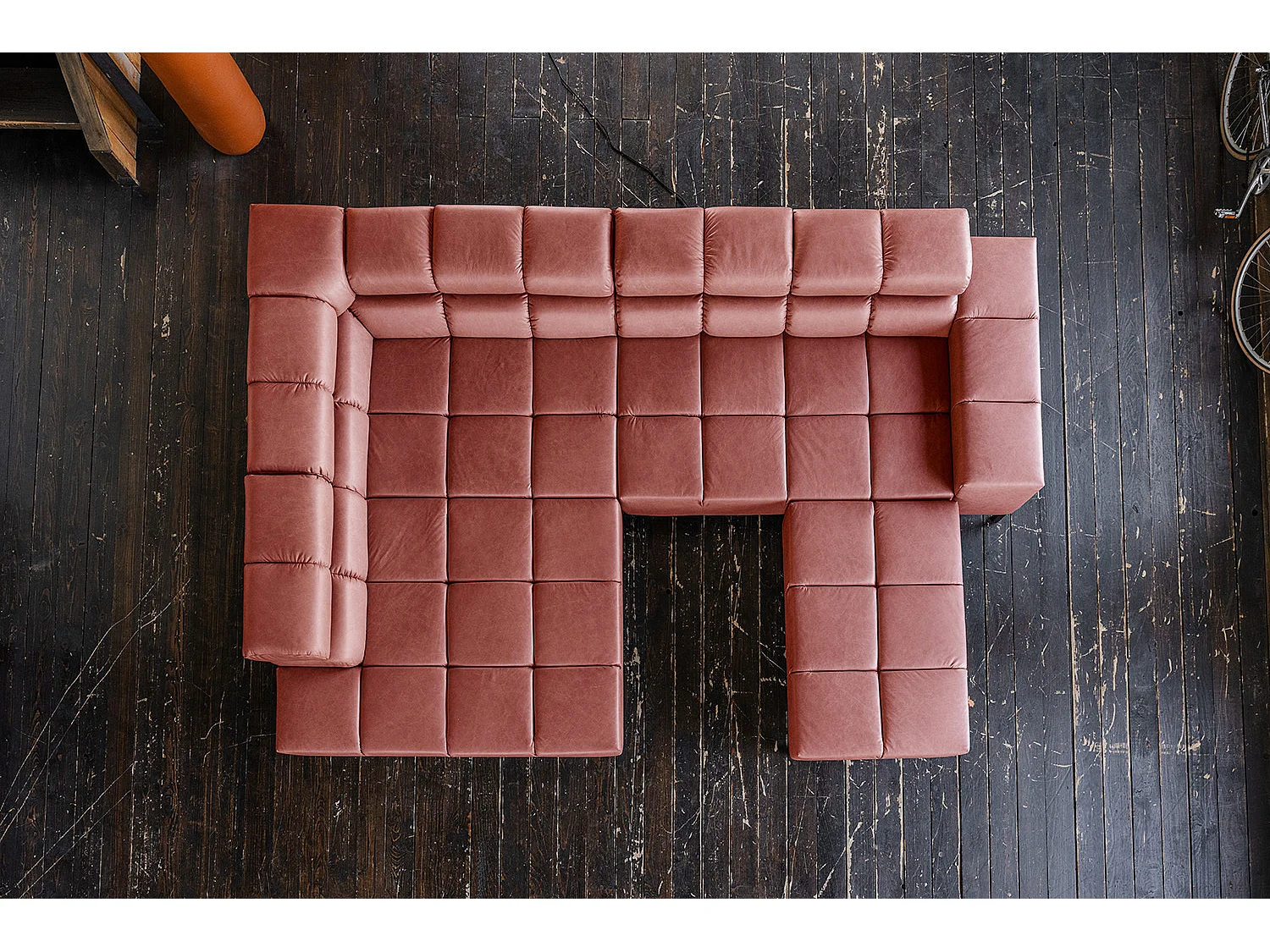 Ecksofa - Rot Leder - NELSON