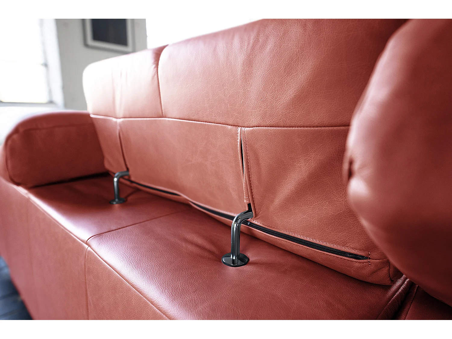 Ecksofa - Rot Leder - NELSON