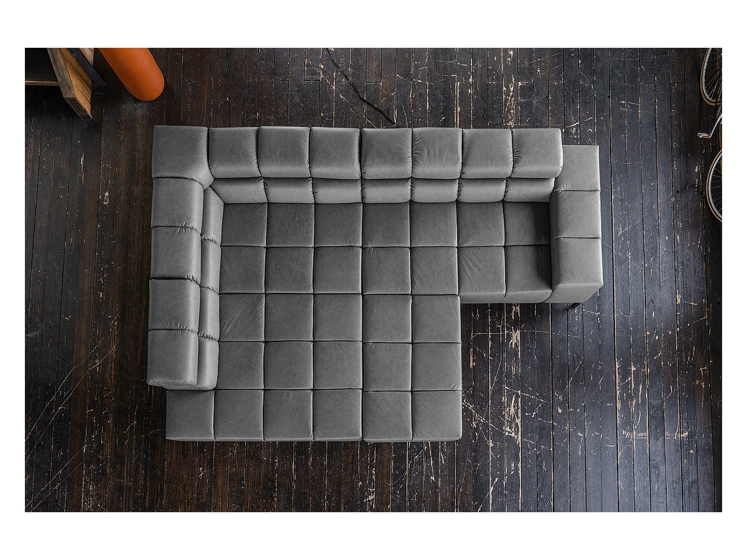 Sofá esquinero - antracita piel - NELSON