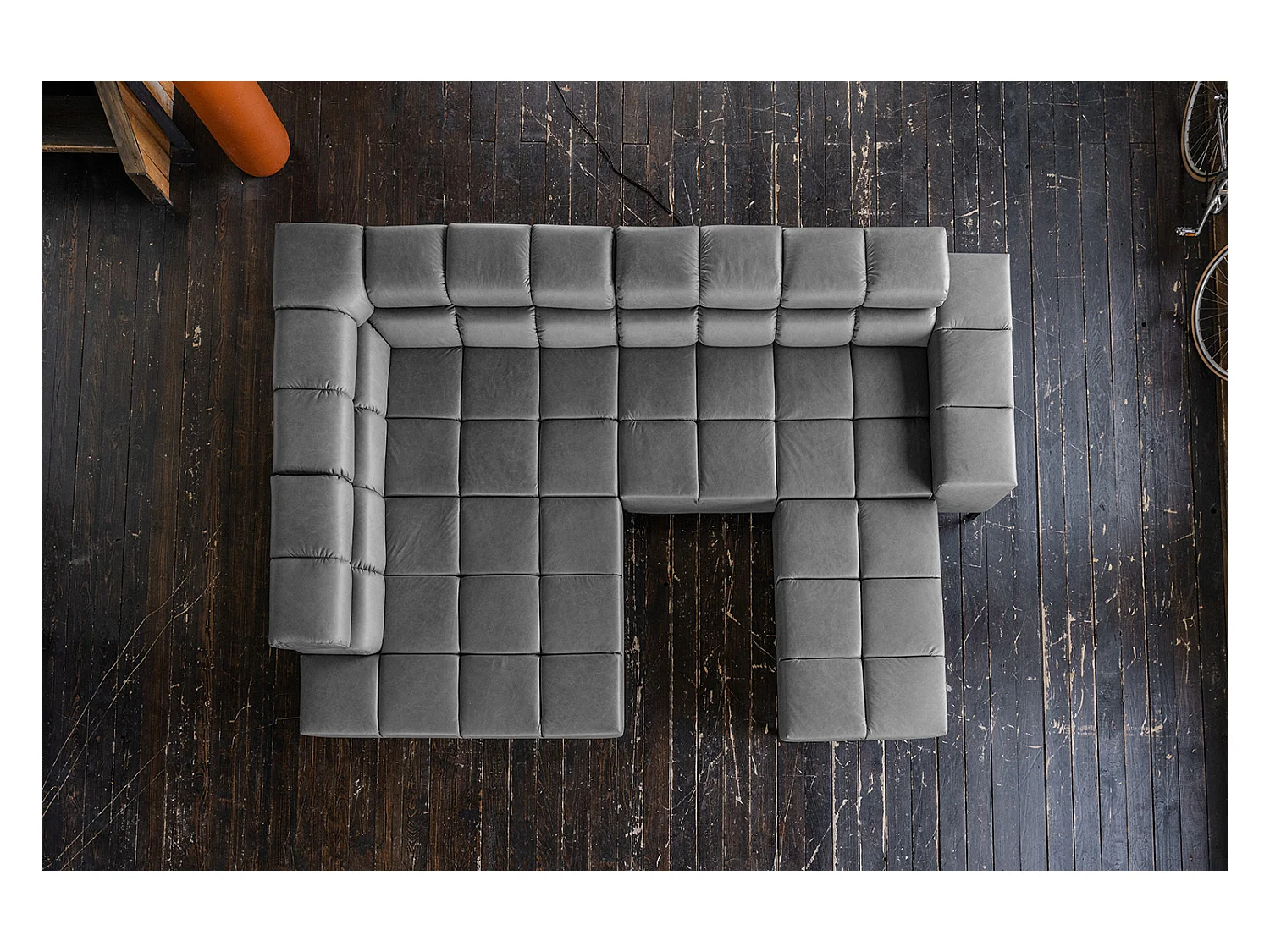 Sofá esquinero - antracita piel - NELSON