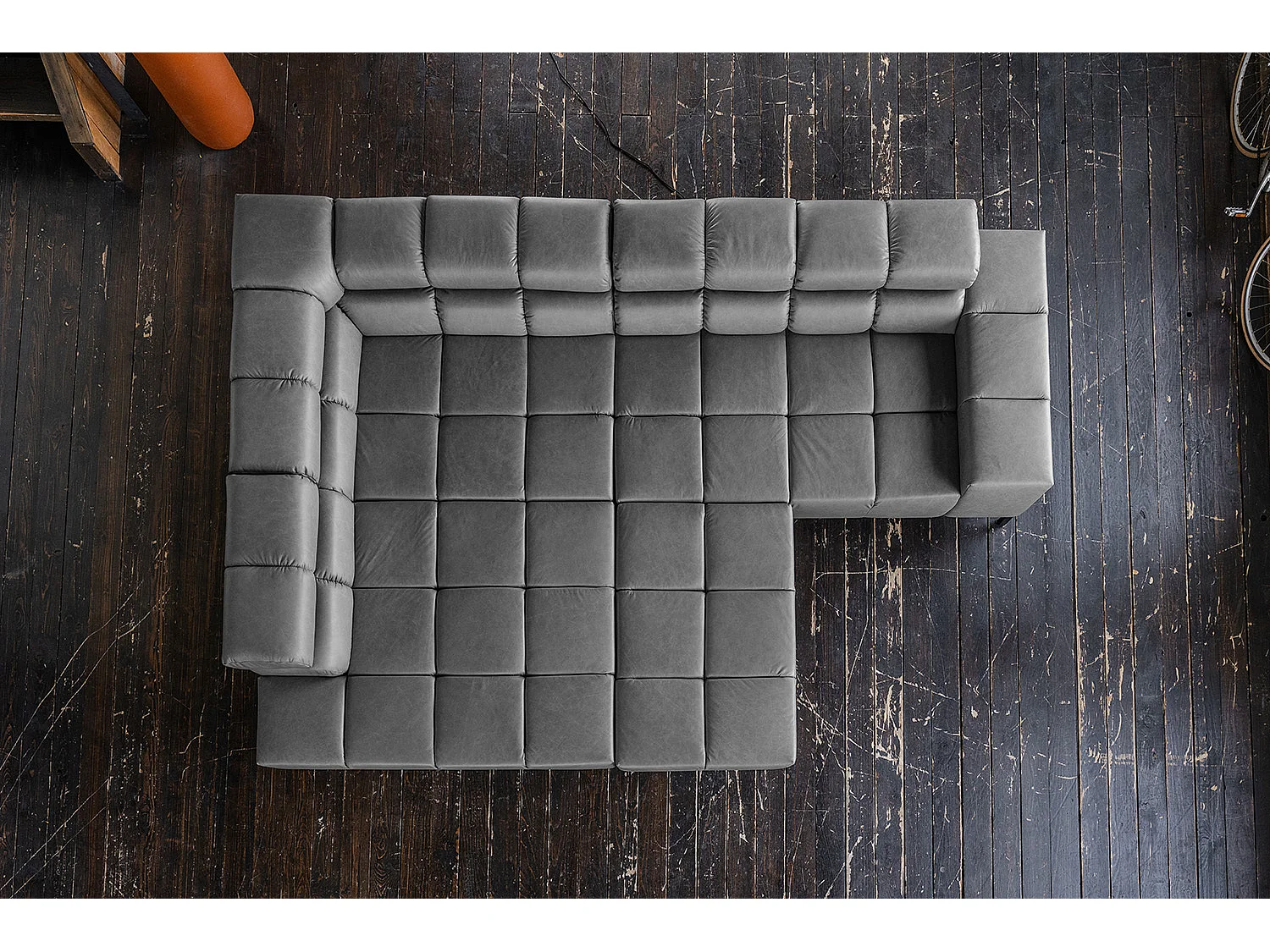 Hoekbank - Antraciet Leer - NELSON