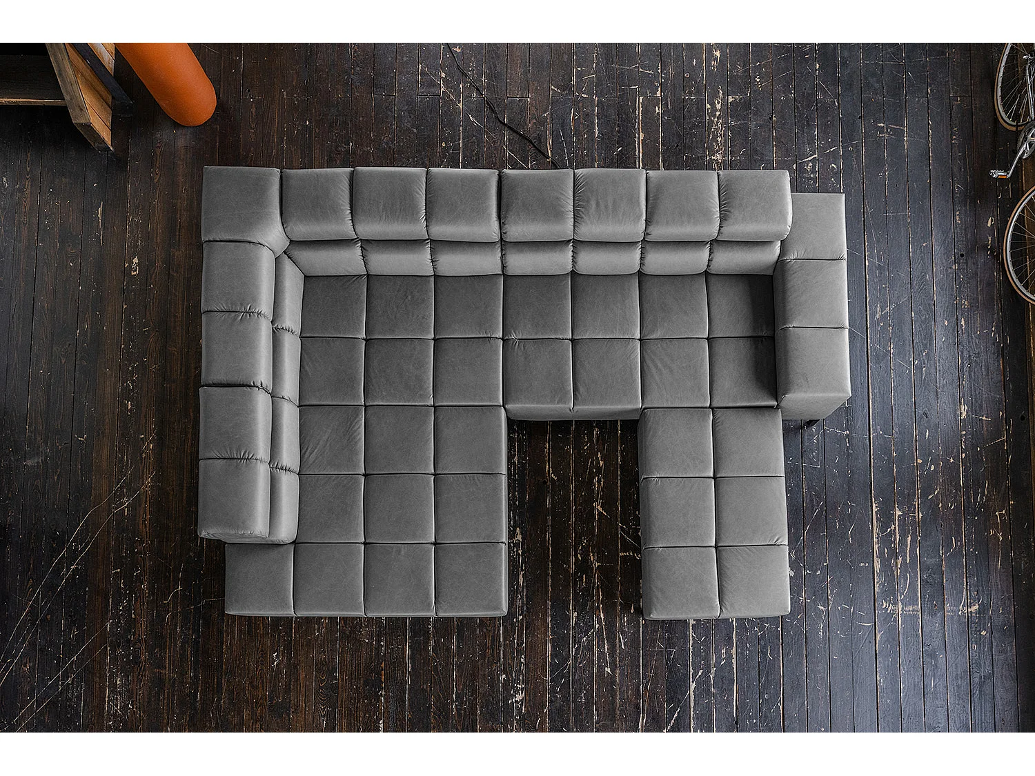 Hoekbank - Antraciet Leer - NELSON