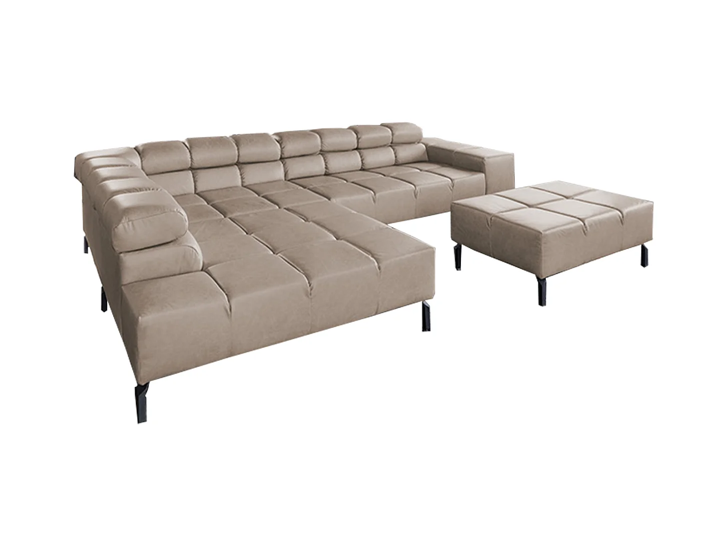 Ecksofa - Grau Leder - NELSON