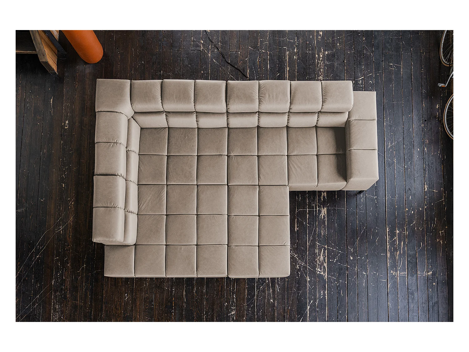 Ecksofa - Grau Leder - NELSON