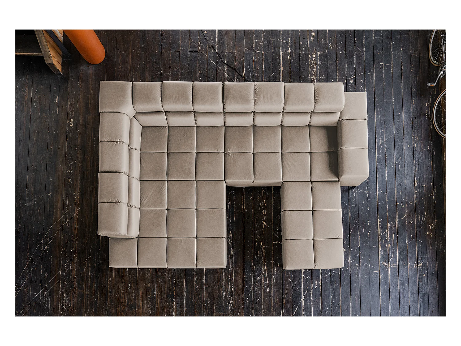 Ecksofa - Grau Leder - NELSON