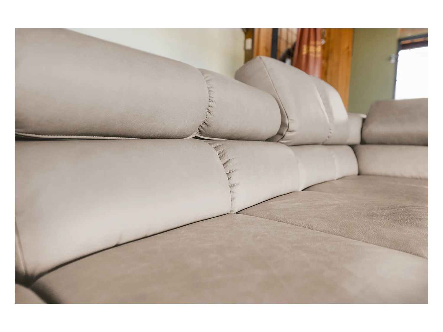 Ecksofa - Grau Leder - NELSON