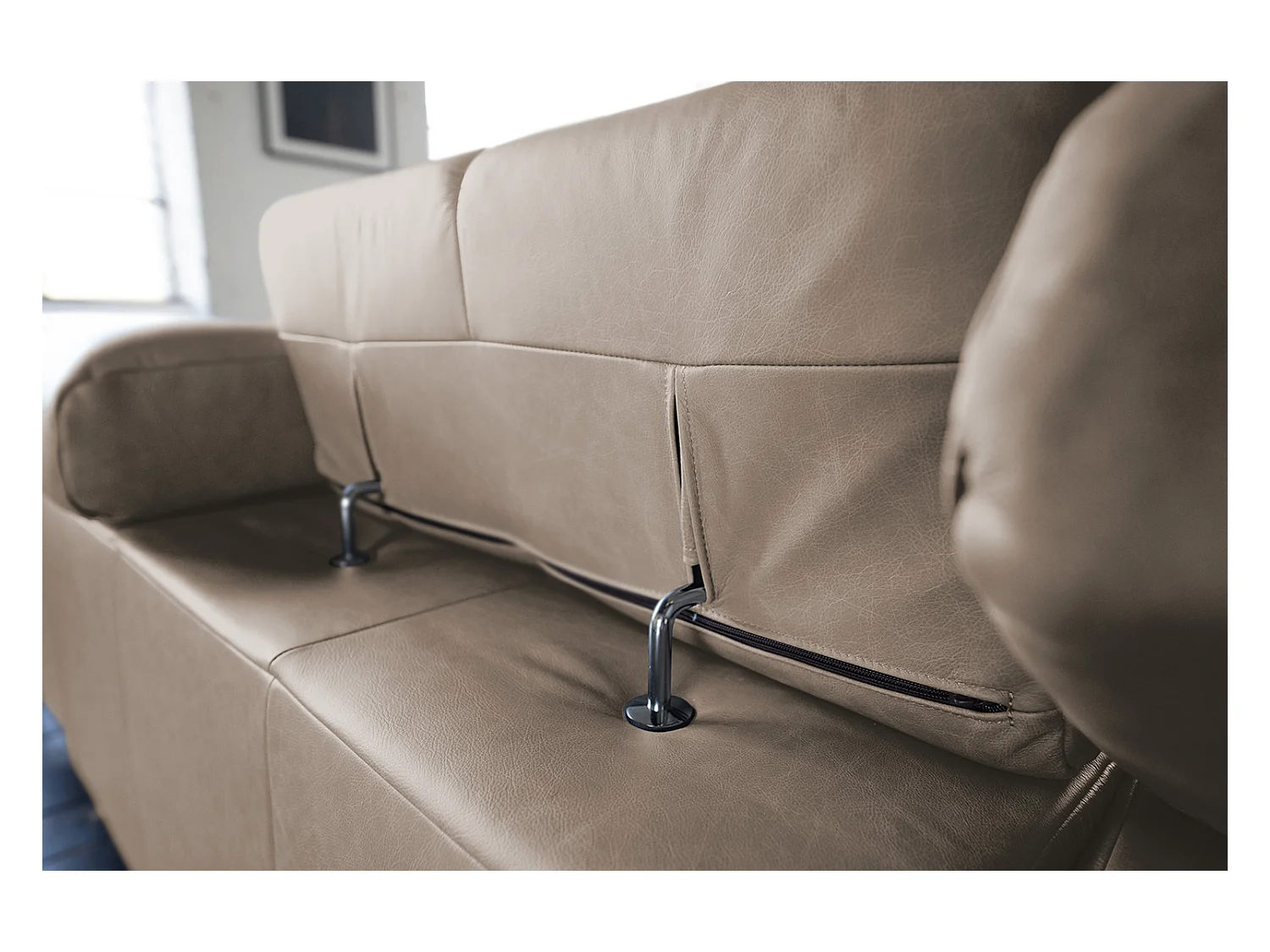 Ecksofa - Grau Leder - NELSON