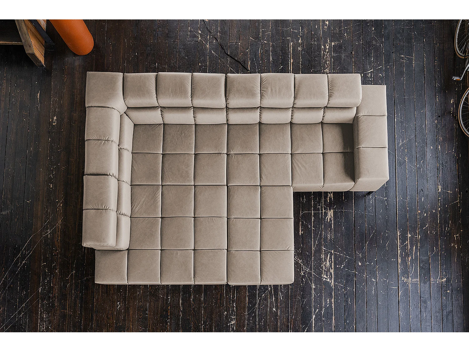 Ecksofa - Grau Leder - NELSON